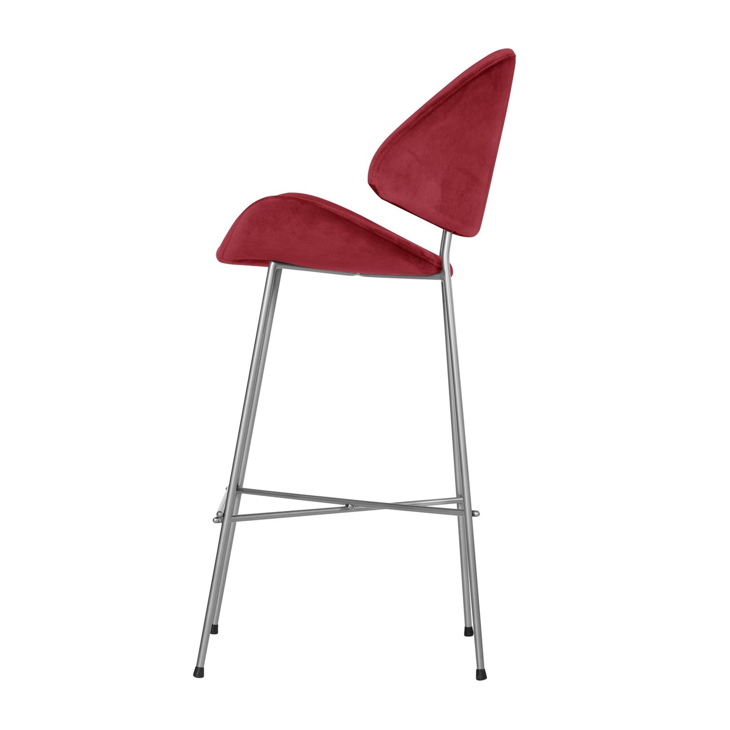 Bar stool Cheri Bar Velours Chrome High - Red