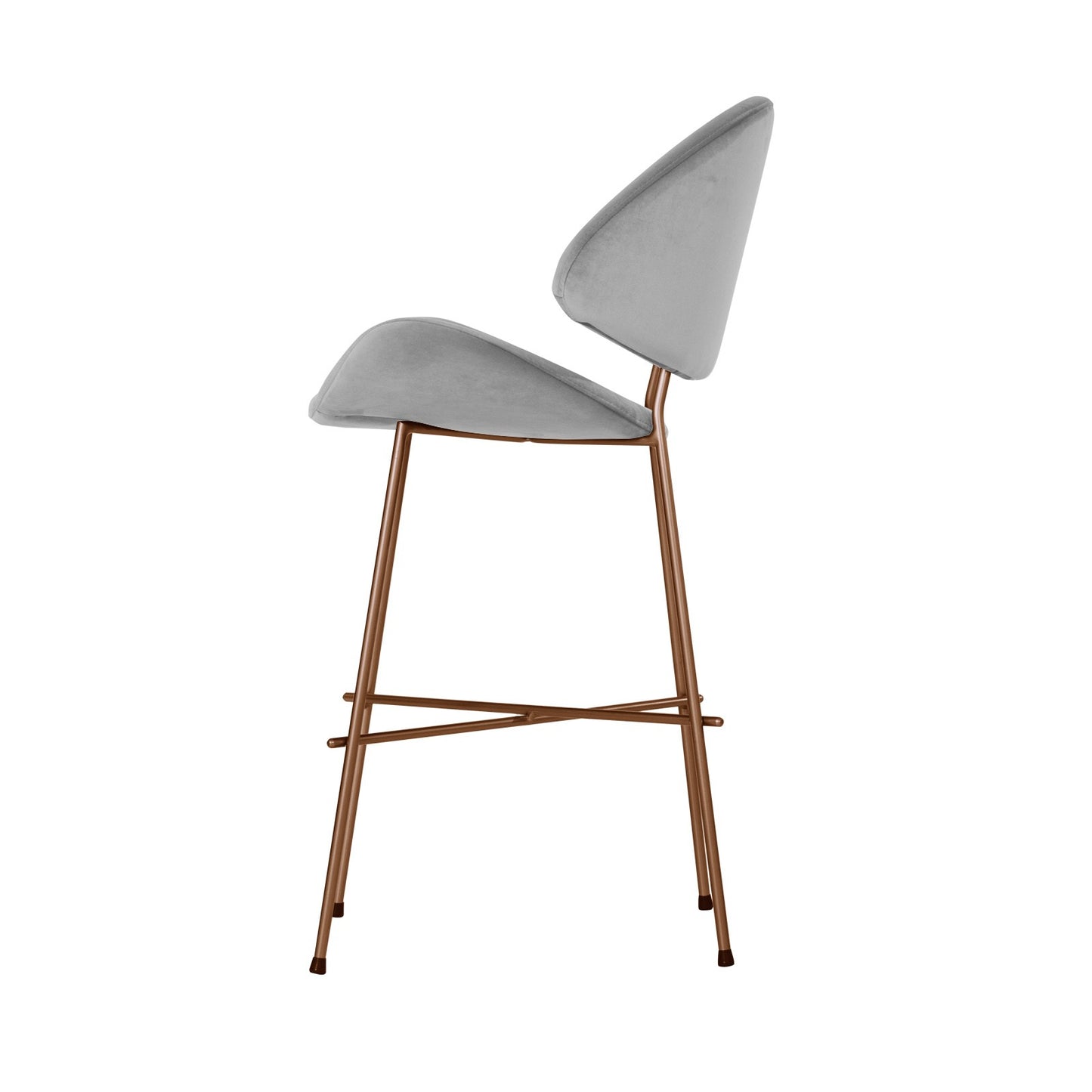 Bar stool Cheri Bar Velours Copper Low - Light Grey