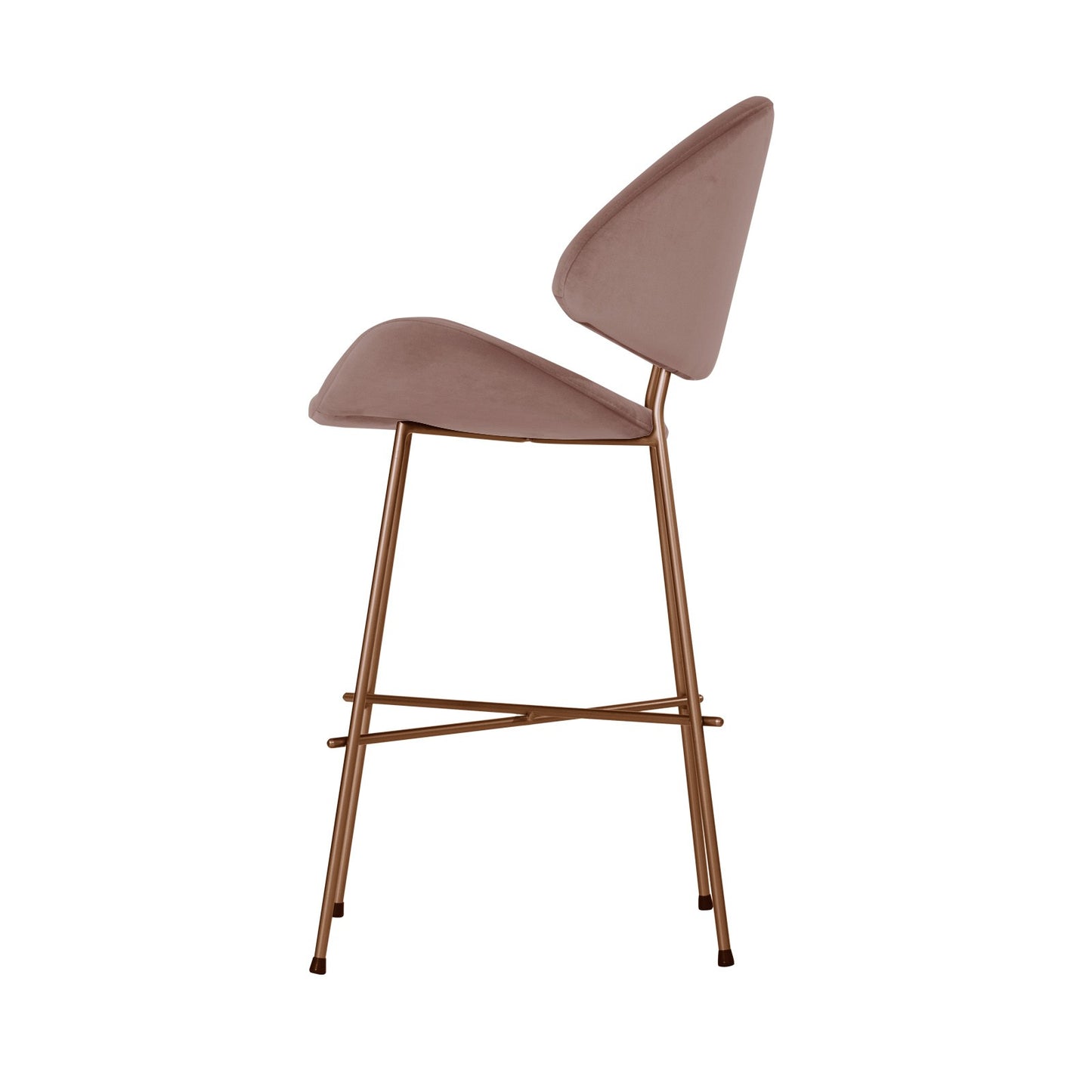 Bar stool Cheri Bar Velours Copper Low - Dusty Rose