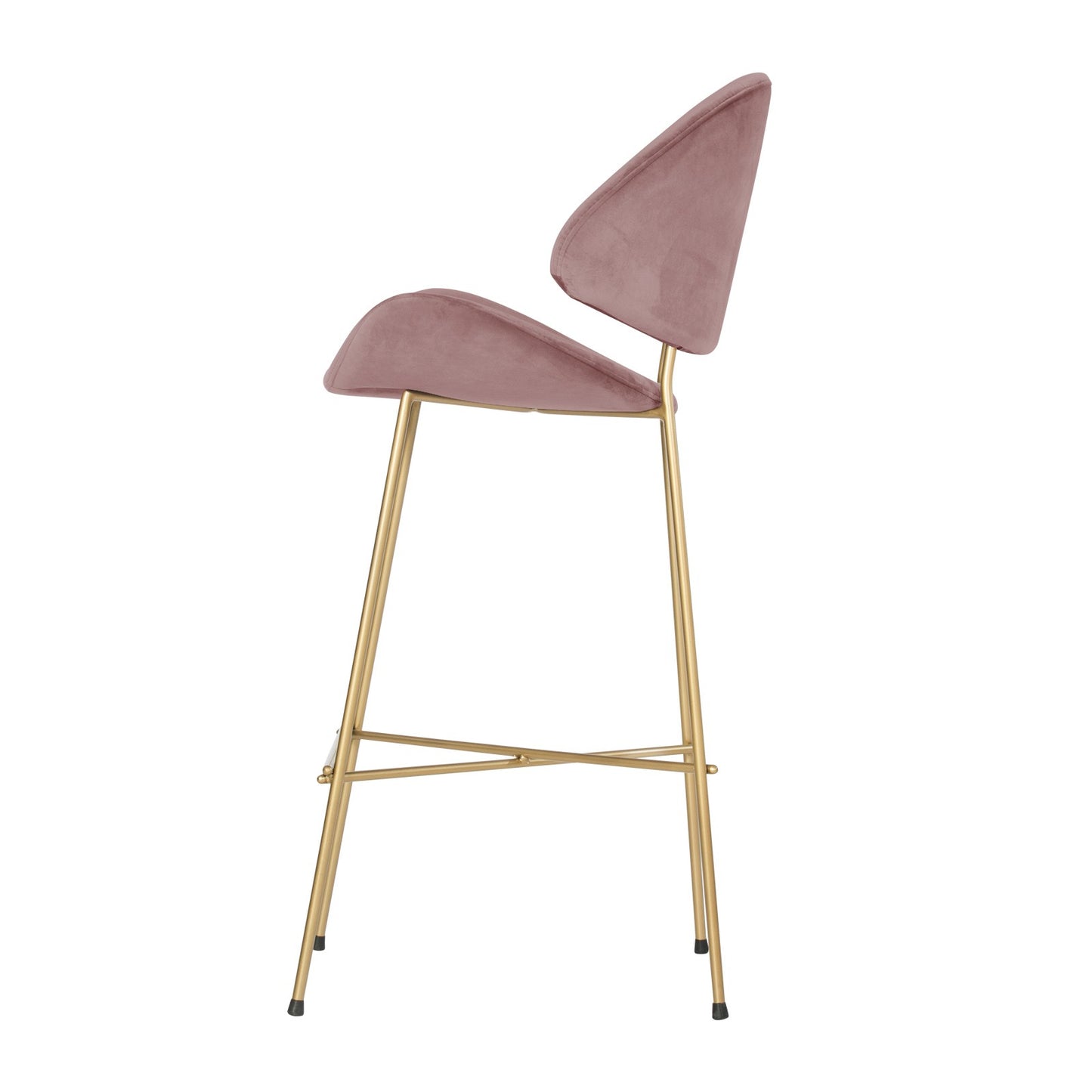 Bar stool Cheri Bar Velours Gold High - Dusty Rose