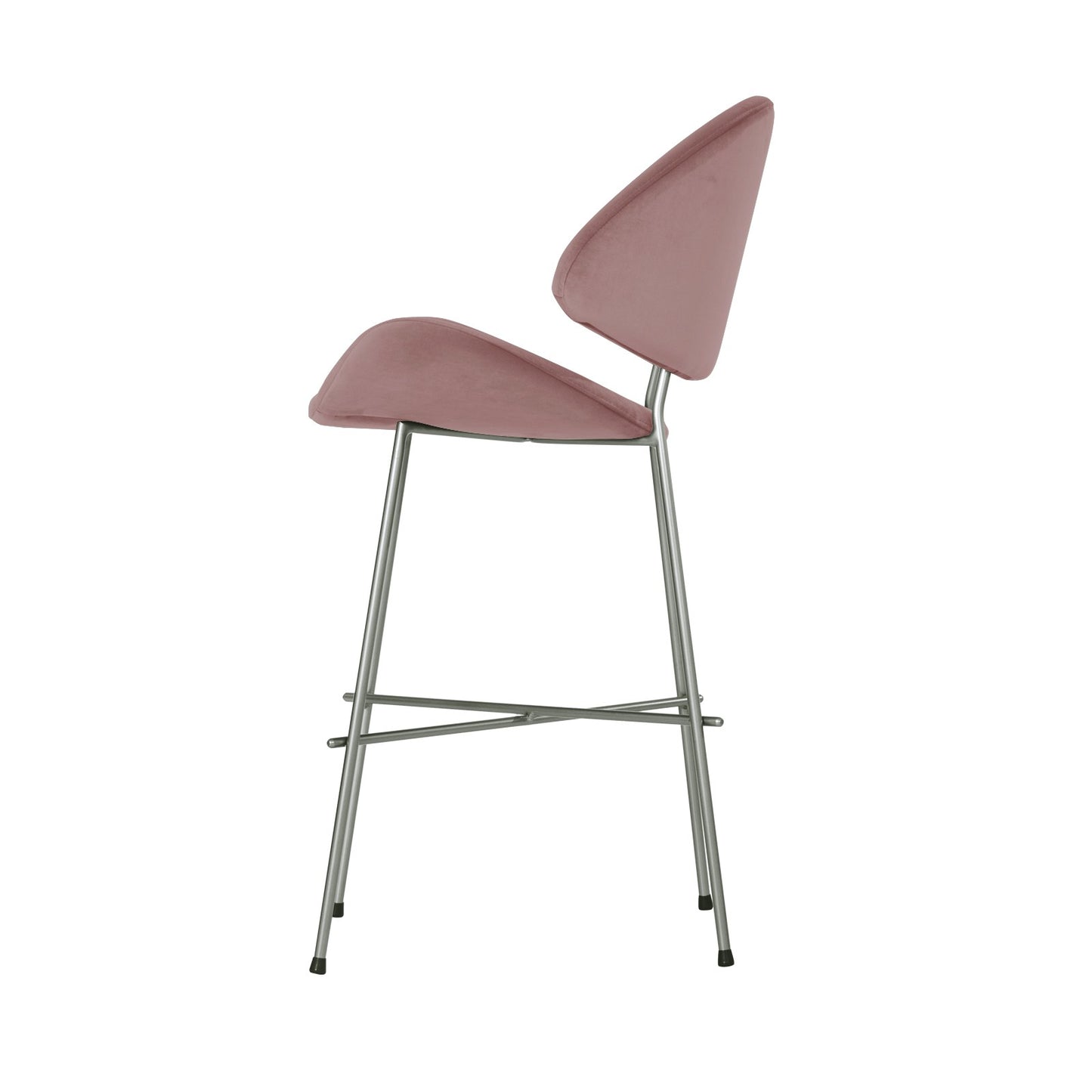 Bar stool Cheri Bar Velours Chrome Low - Dusty Rose