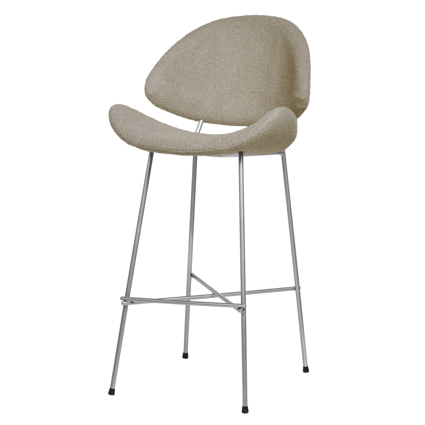 Bar stool Cheri Bar Boucle Chrome High - Coffee