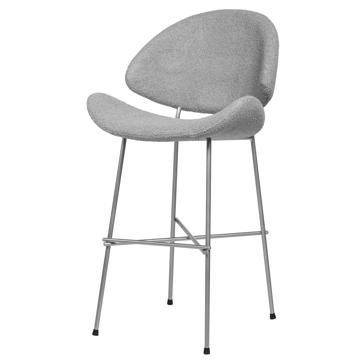 Bar stool Cheri Bar Boucle Chrome Low - Light Grey