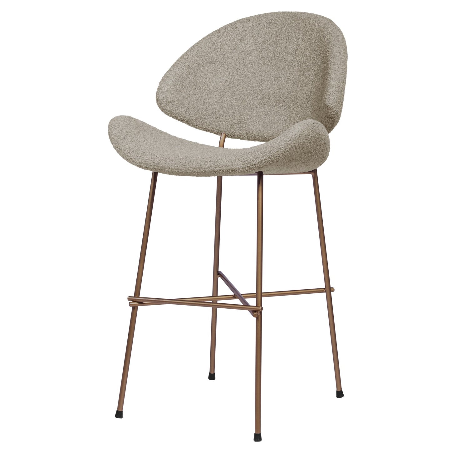 Bar stool Cheri Bar Boucle Copper Low - Coffee