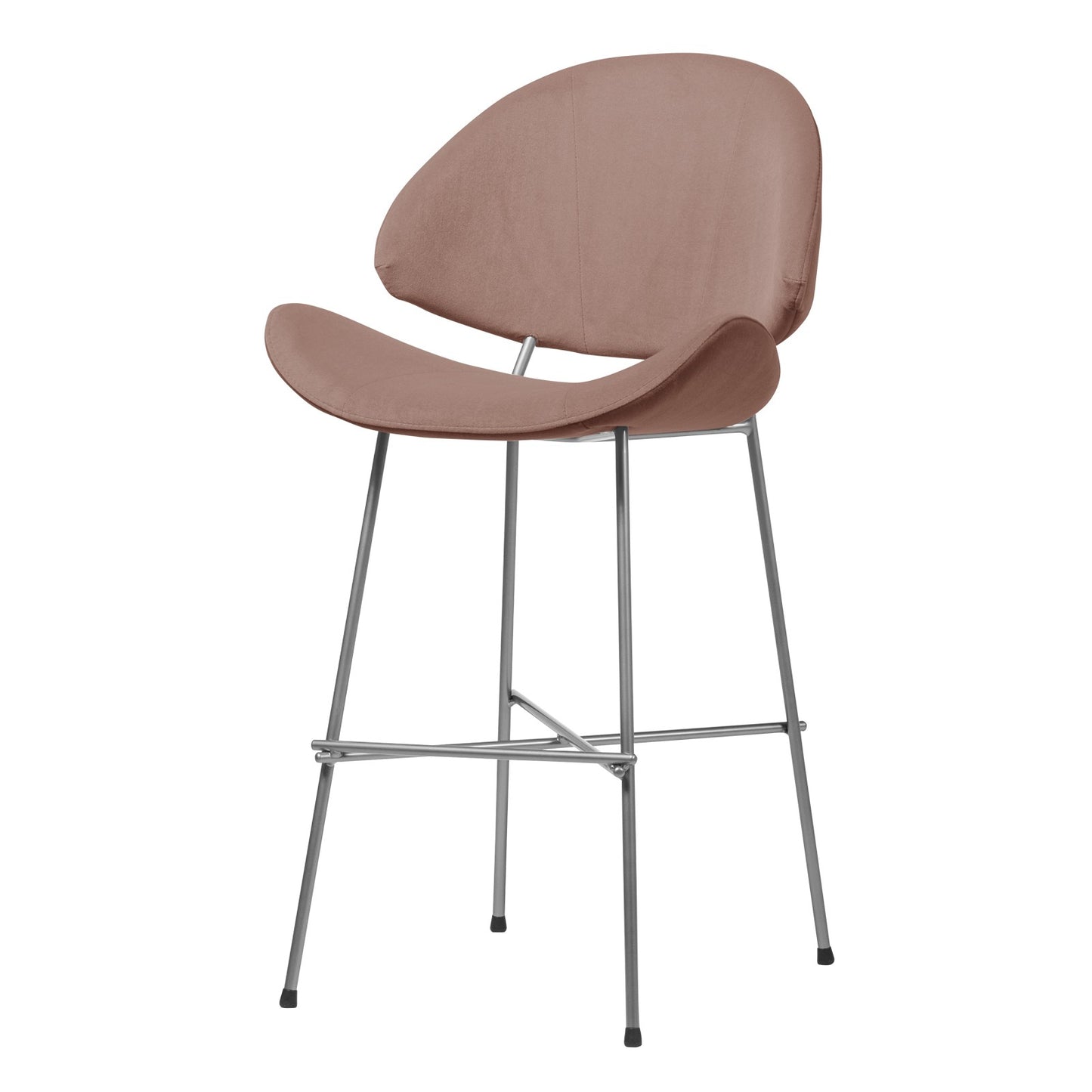 Bar stool Cheri Bar Velours Chrome Low - Dusty Rose