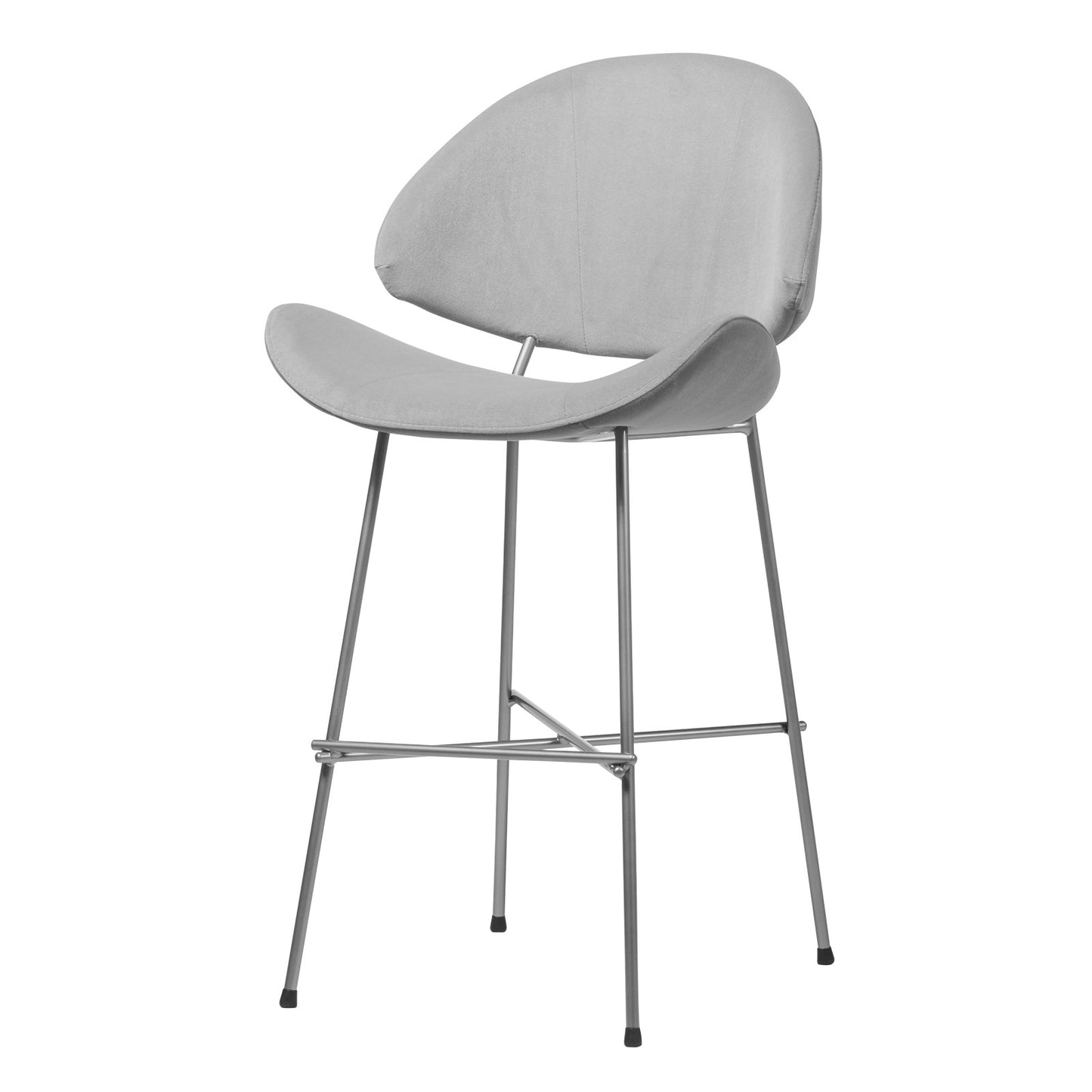 Bar stool Cheri Bar Velours Chrome Low - Light Grey