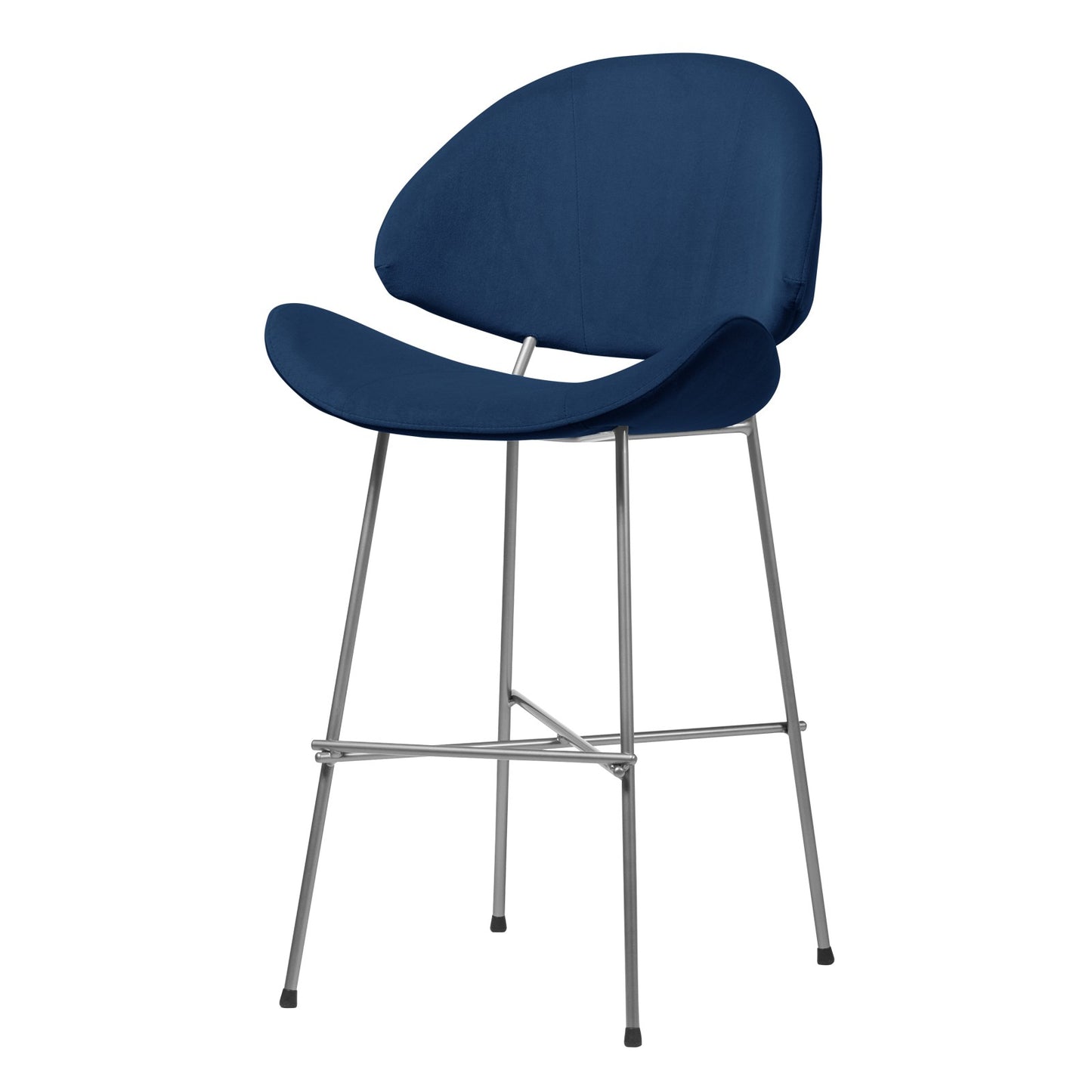 Bar stool Cheri Bar Velours Chrome Low - Navy Blue