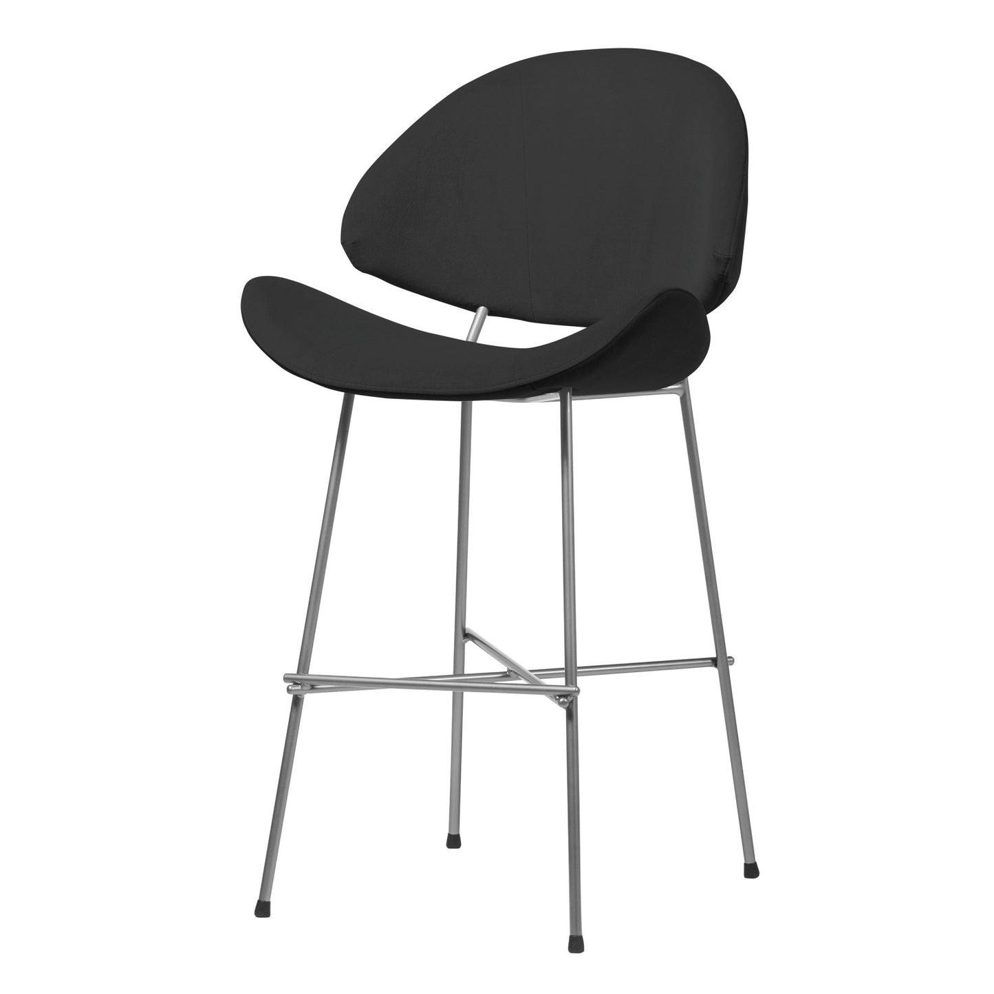 Bar stool Cheri Bar Velours Chrome Low - Black