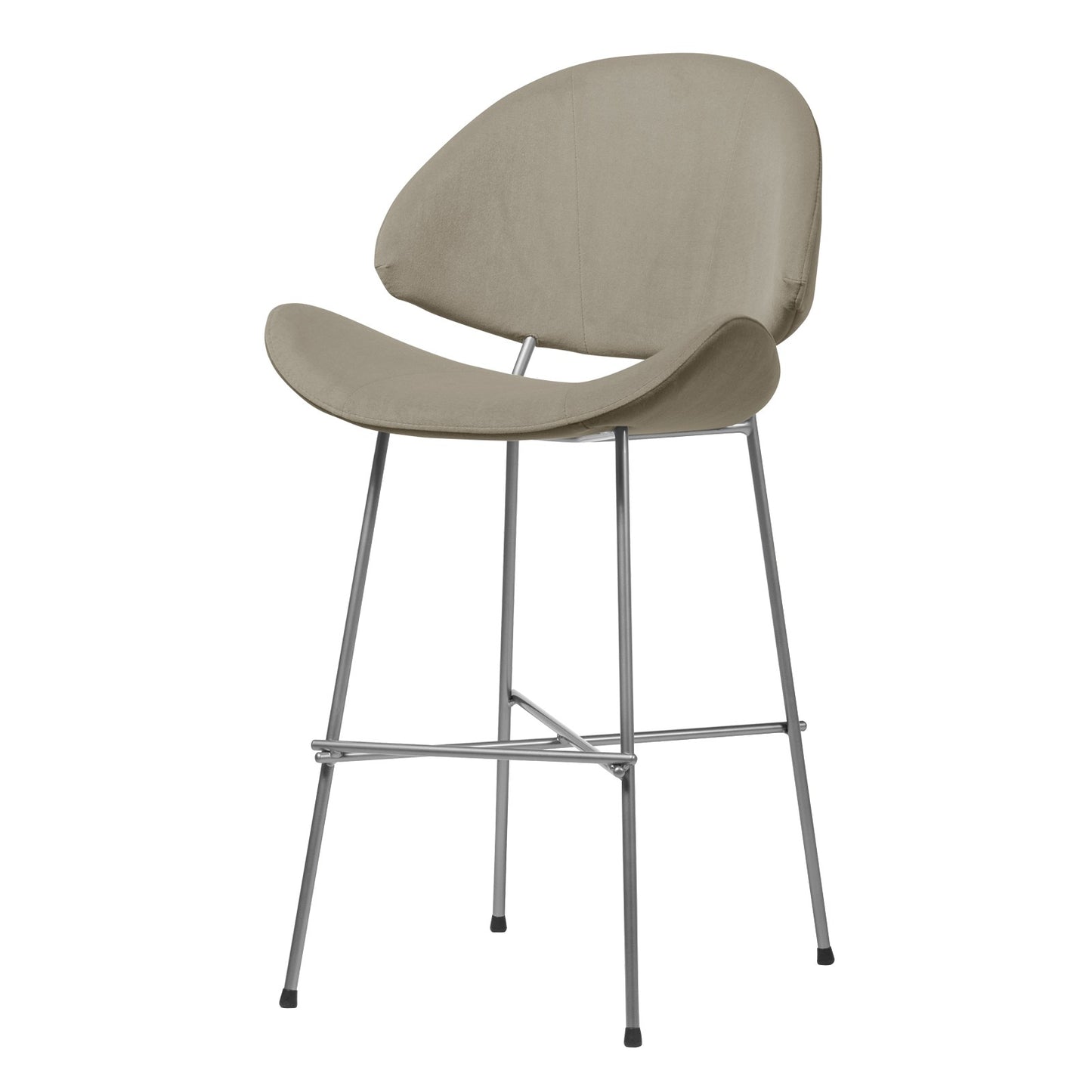 Bar stool Cheri Bar Velours Chrome Low - Beige