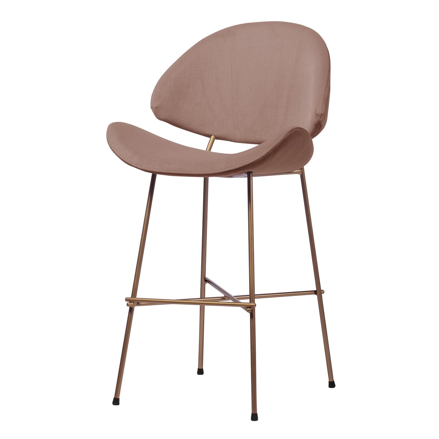 Bar stool Cheri Bar Velours Copper Low - Dusty Rose