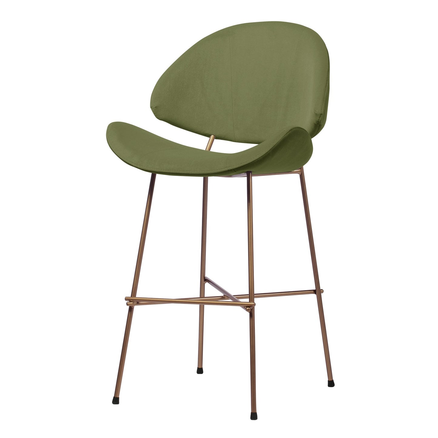 Bar stool Cheri Bar Velours Copper Low - Green