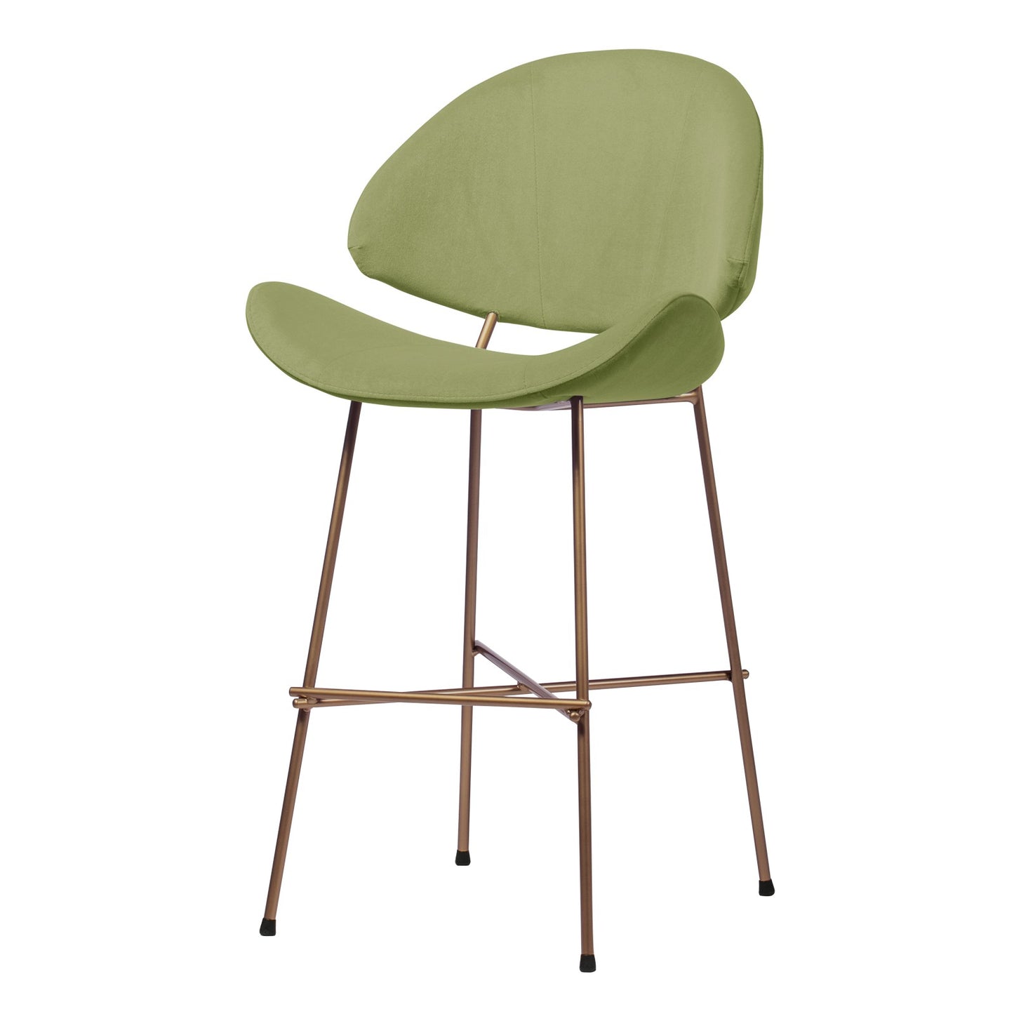 Bar stool Cheri Bar Velours Copper Low - Light Green