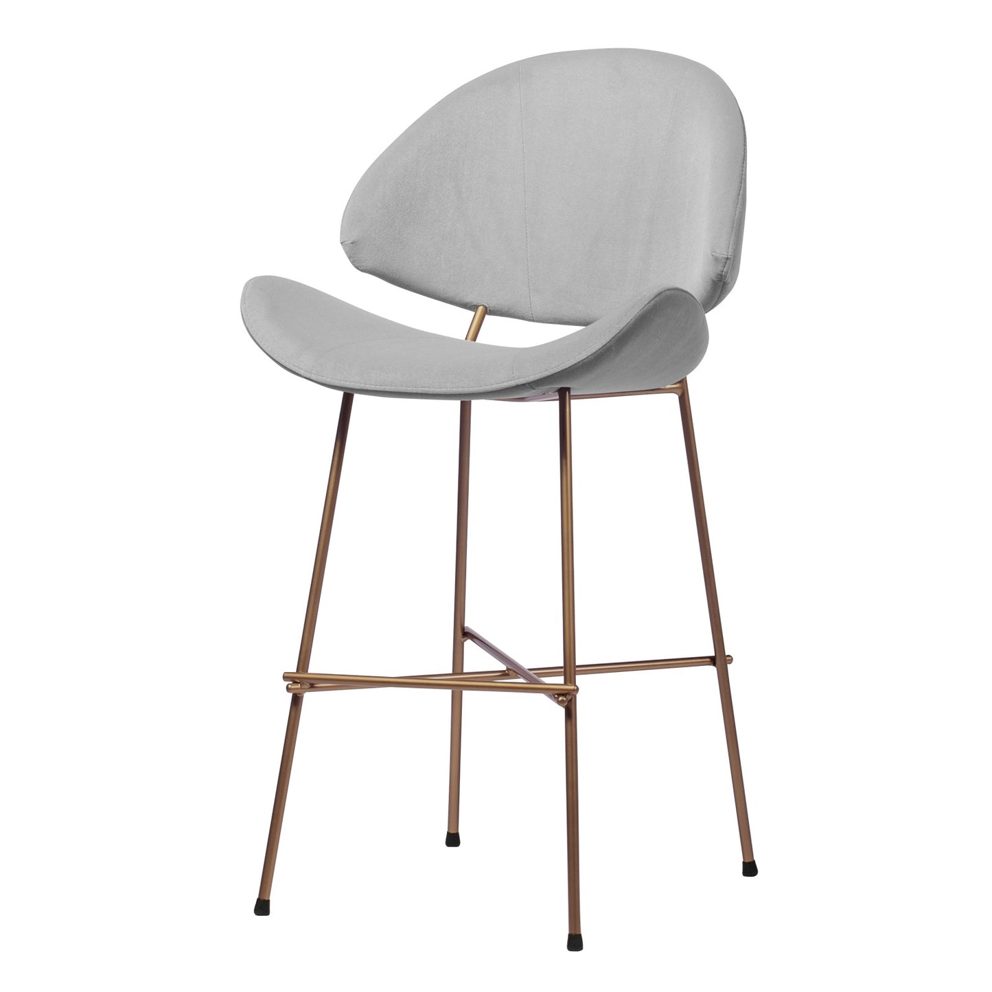 Bar stool Cheri Bar Velours Copper Low - Light Grey