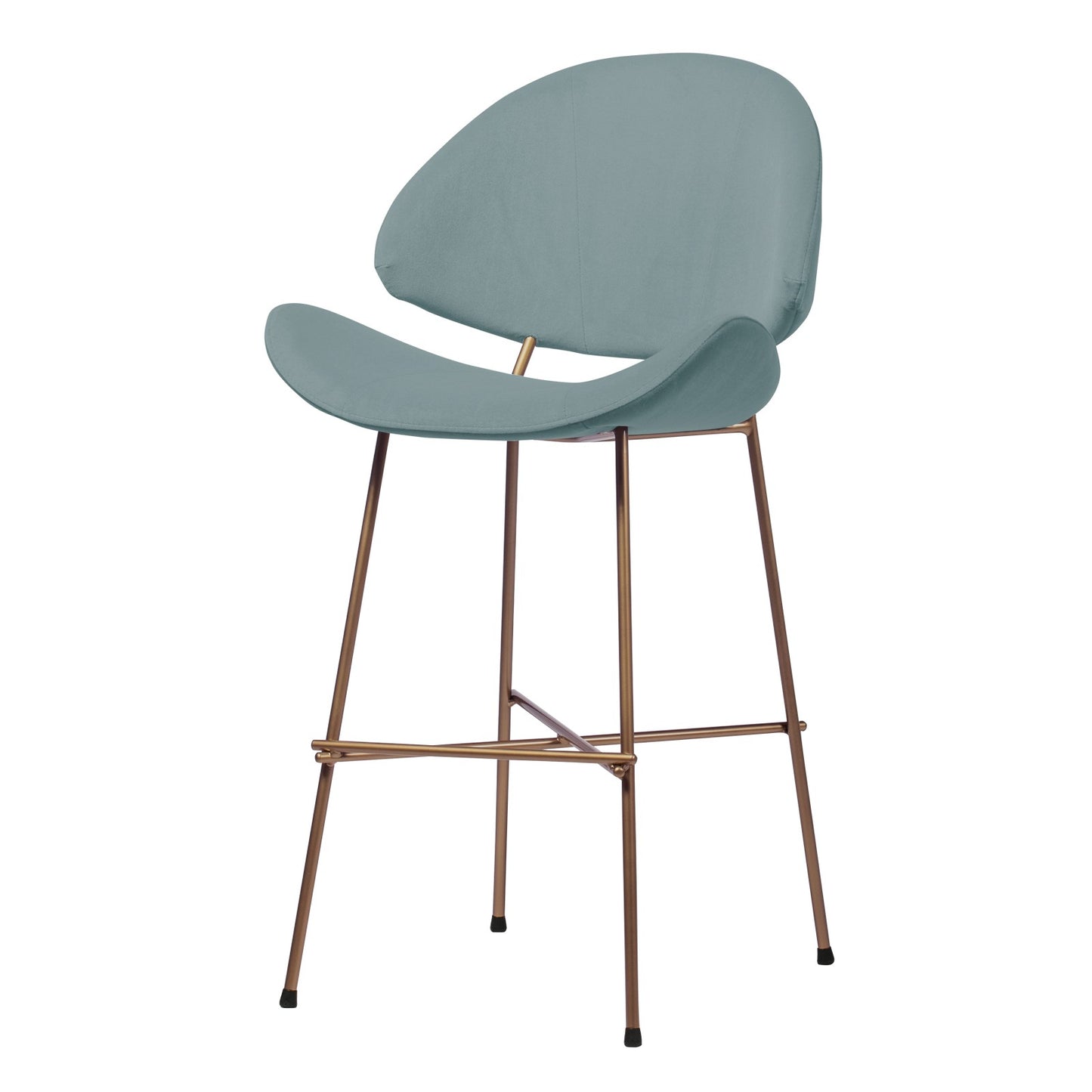 Bar stool Cheri Bar Velours Copper Low - Light Blue