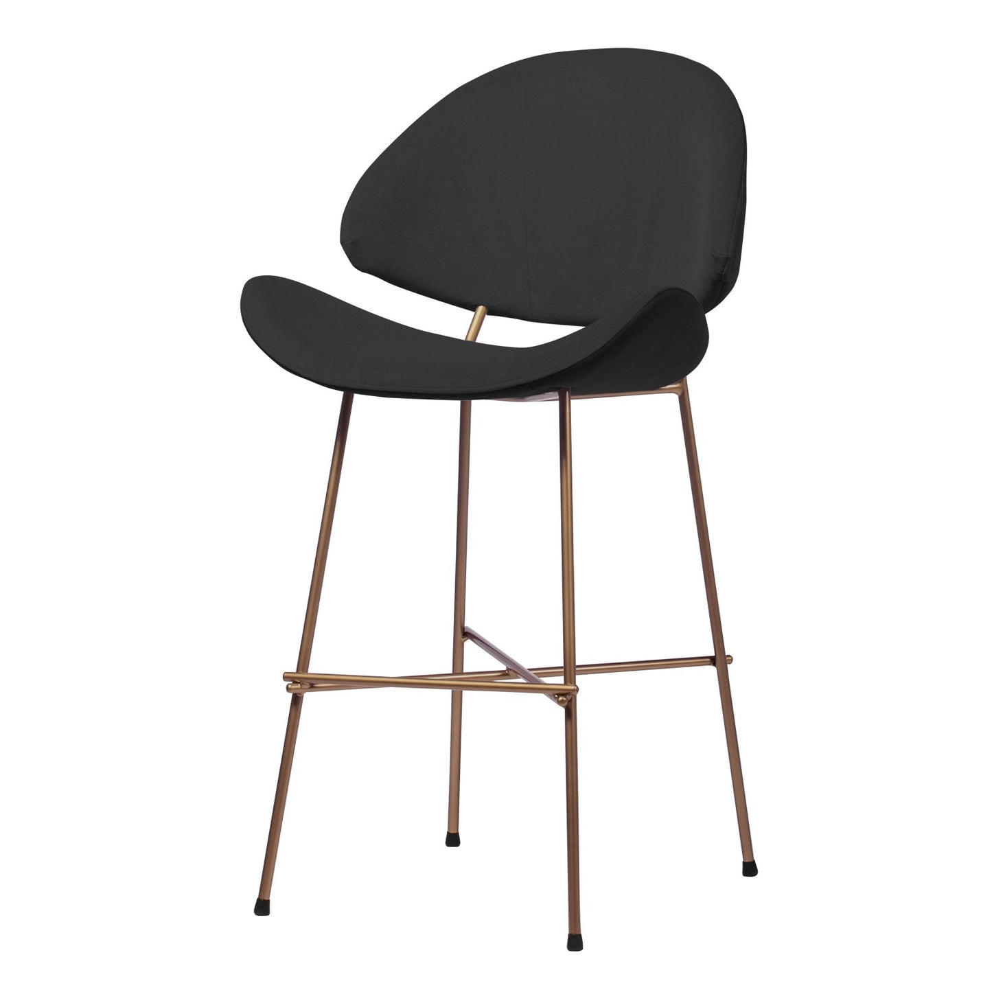 Bar stool Cheri Bar Velours Copper Low - Black