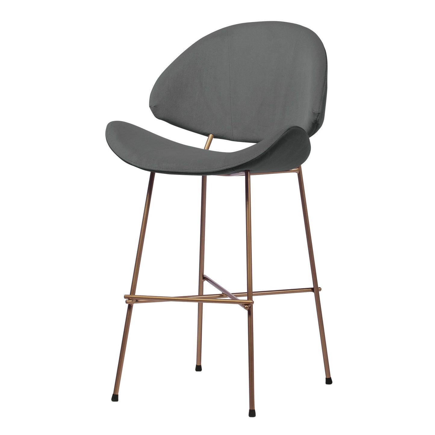 Bar stool Cheri Bar Velours Copper Low - Dark Grey