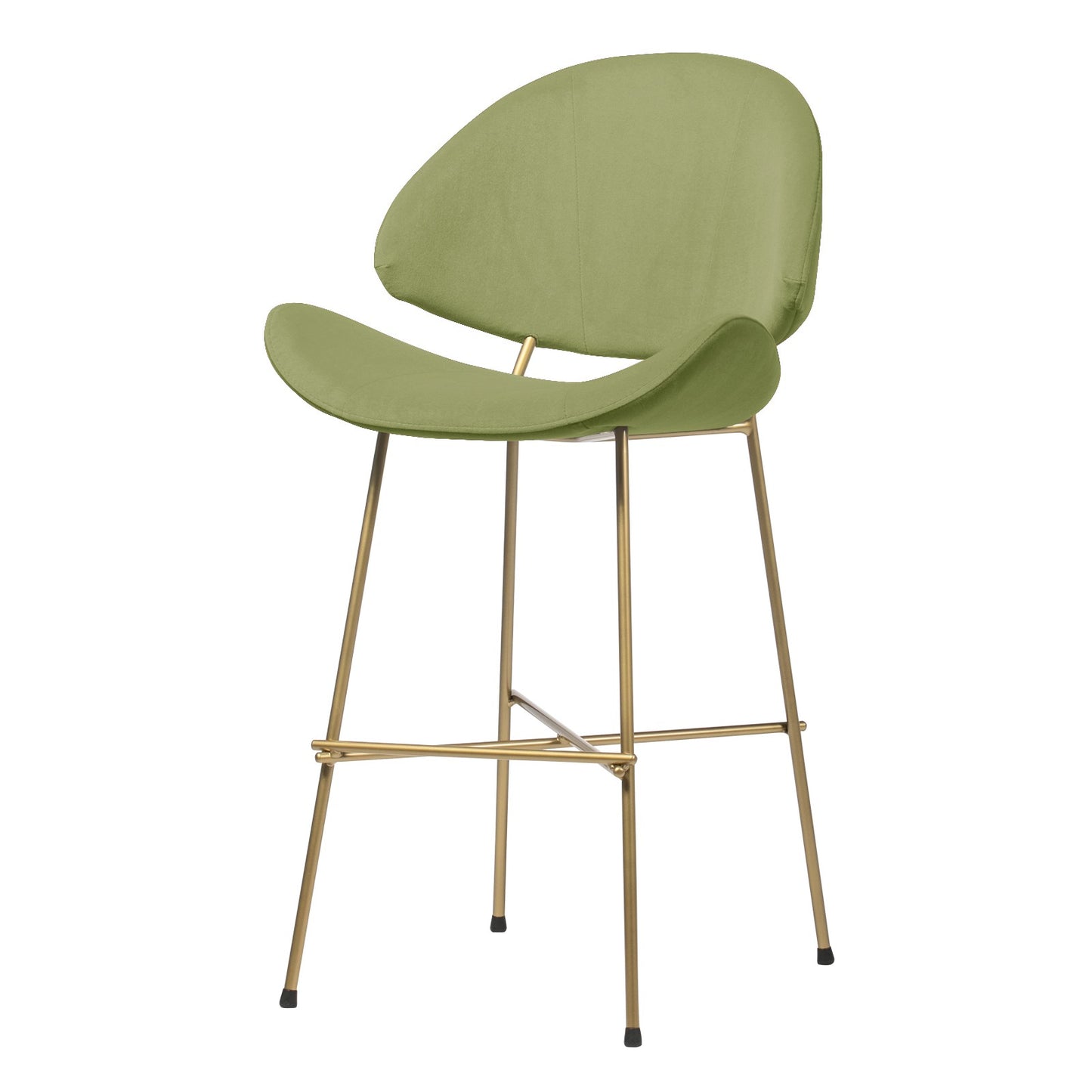 Bar stool Cheri Bar Velours Gold Low - Light Green