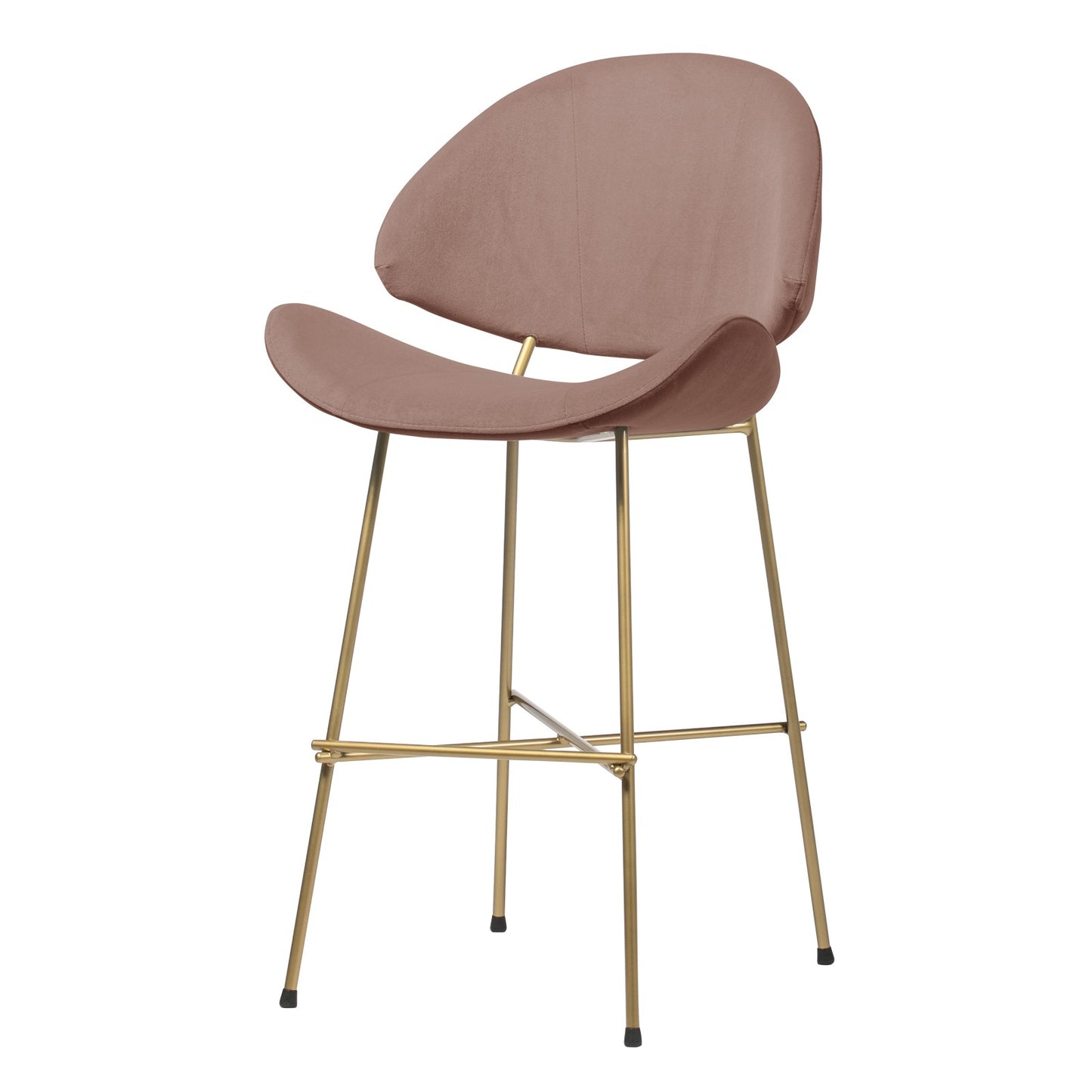 Bar stool Cheri Bar Velours Gold High - Dusty Rose