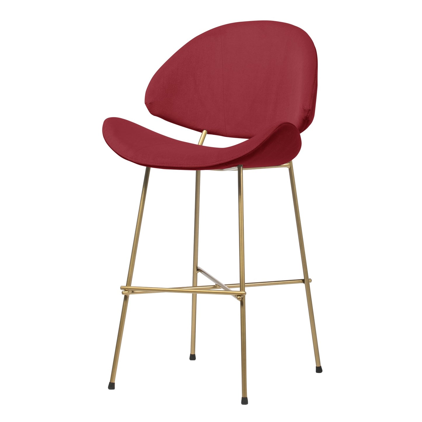 Bar stool Cheri Bar Velours Gold Low - Red
