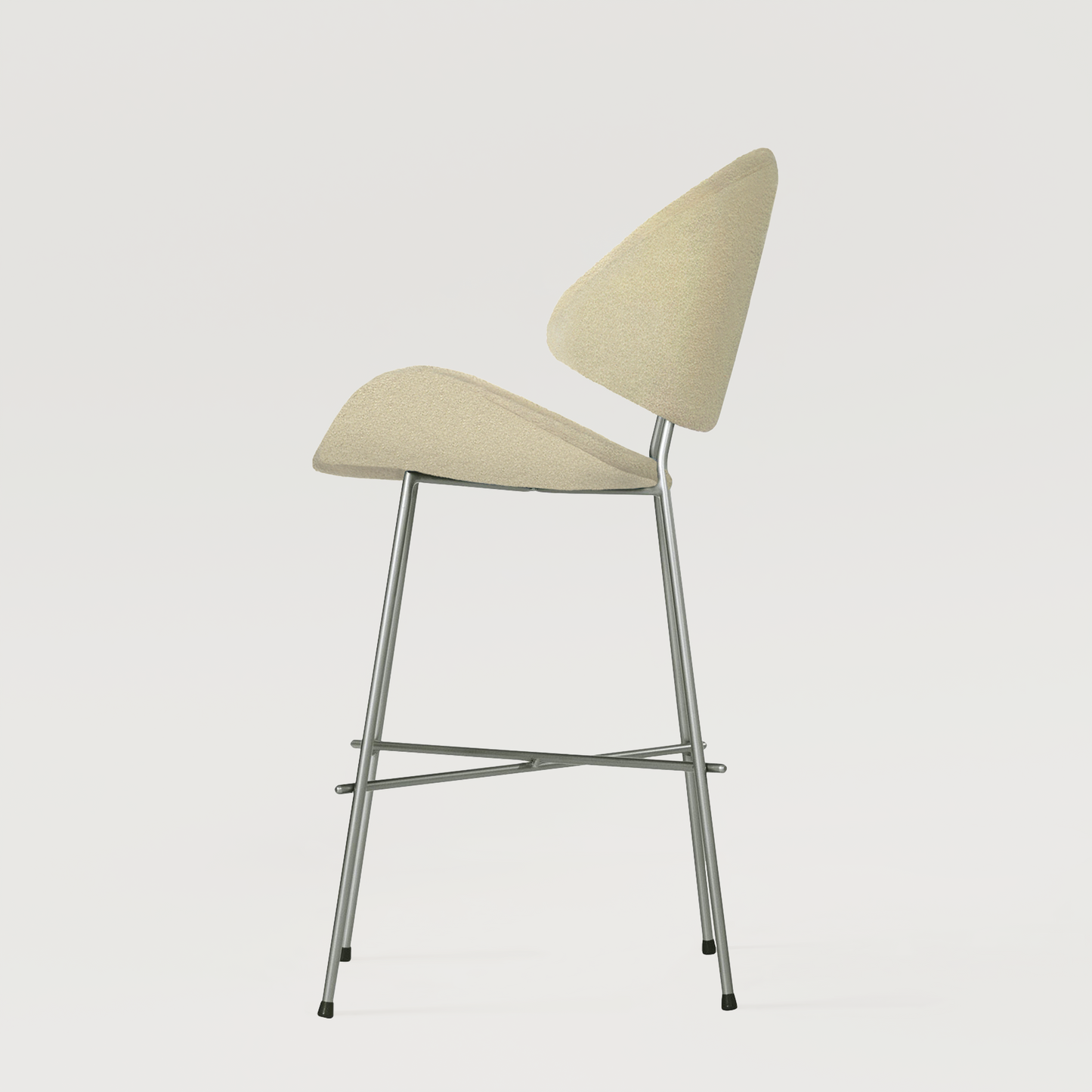 Bar stool Cheri Bar Boucle Chrome Low - Beige