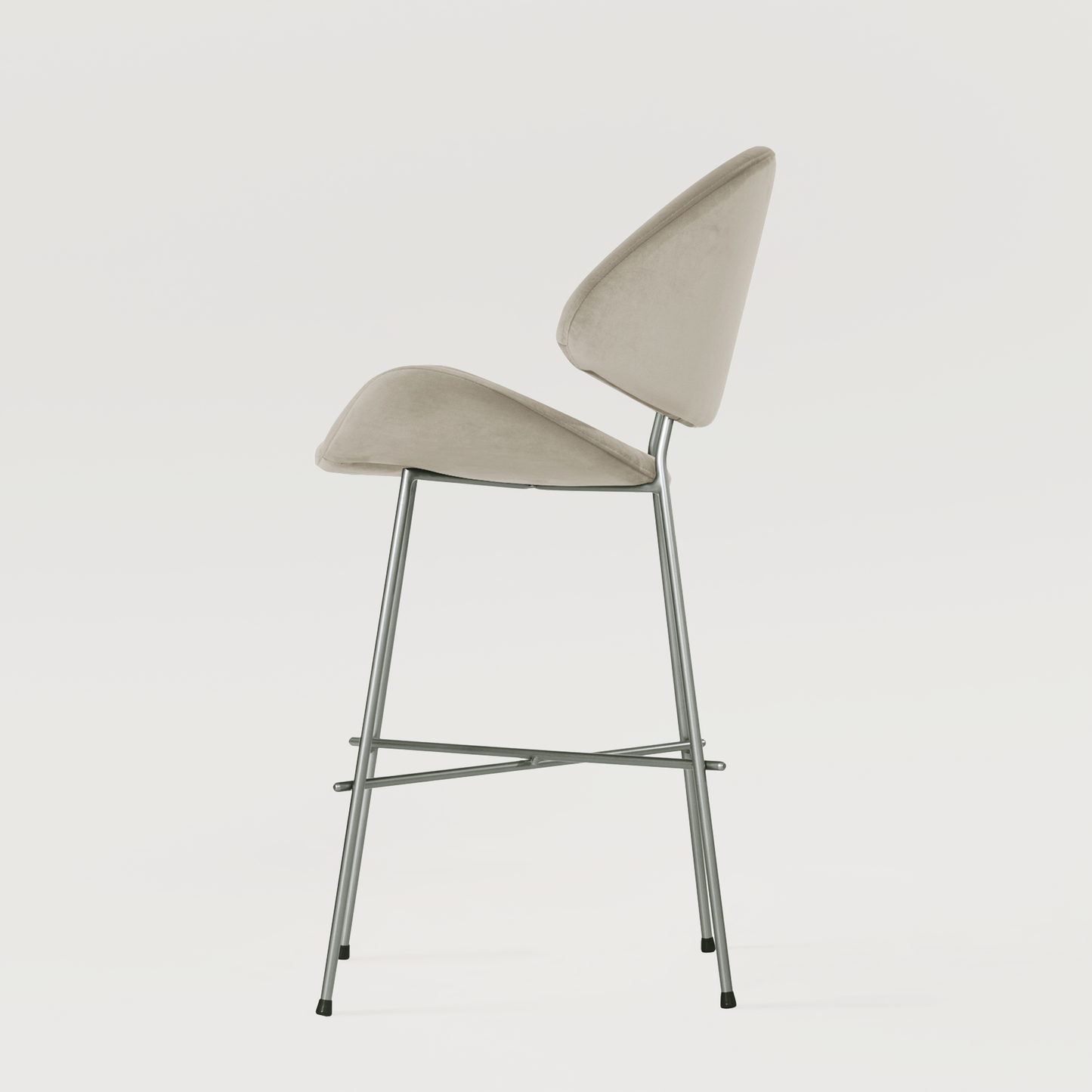 Bar stool Cheri Bar Velours Chrome Low - Beige