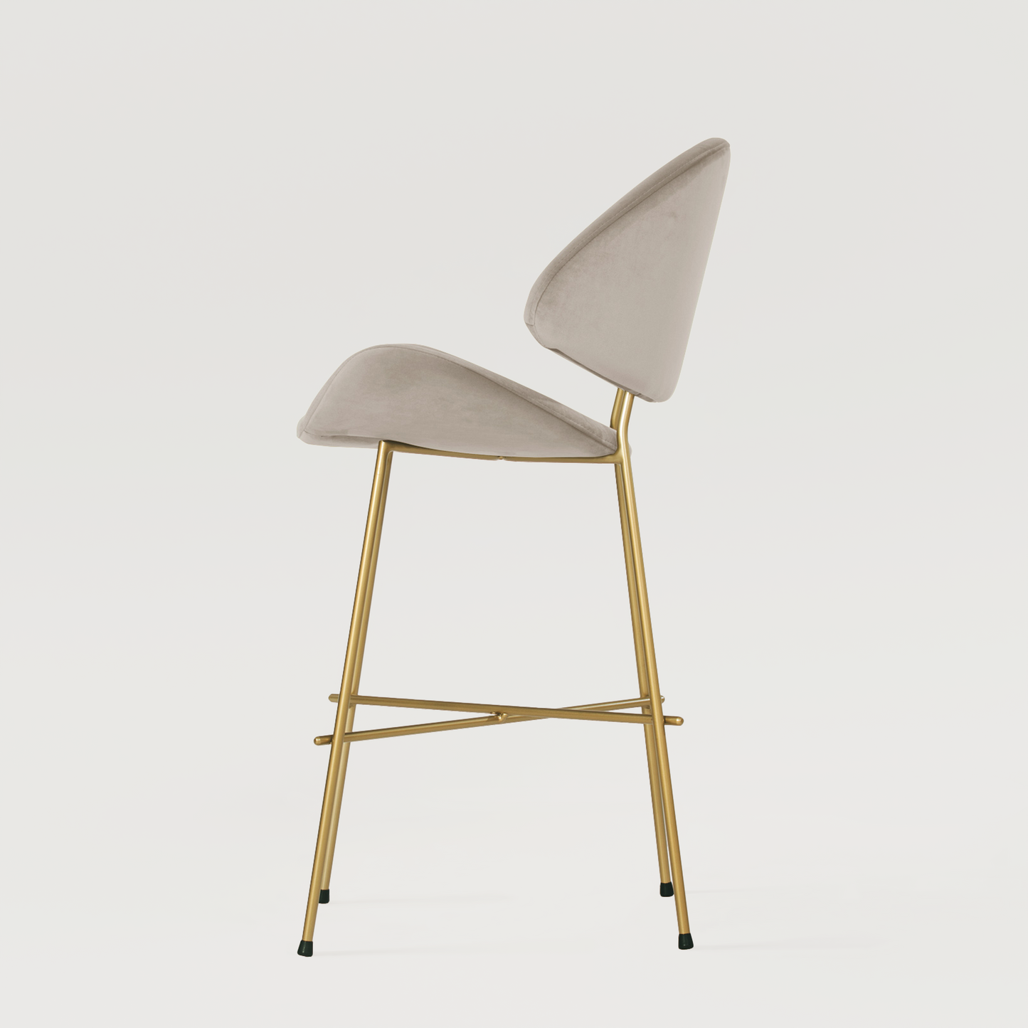 Bar stool Cheri Bar Velours Gold Low - Beige