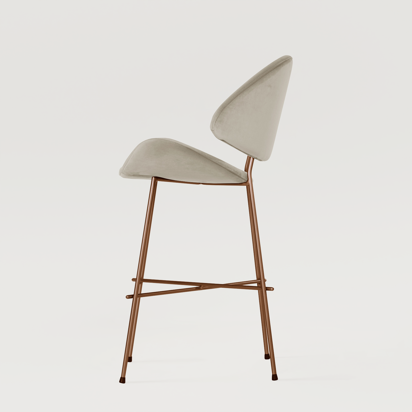 Bar stool Cheri Bar Velours Copper Low - Beige