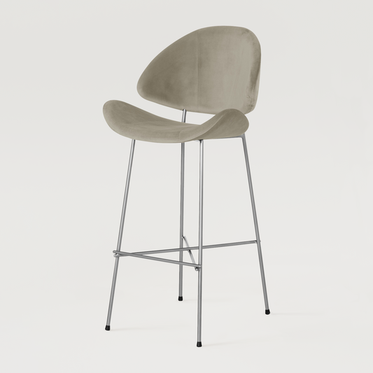 Bar stool Cheri Bar Velours Chrome High - Beige