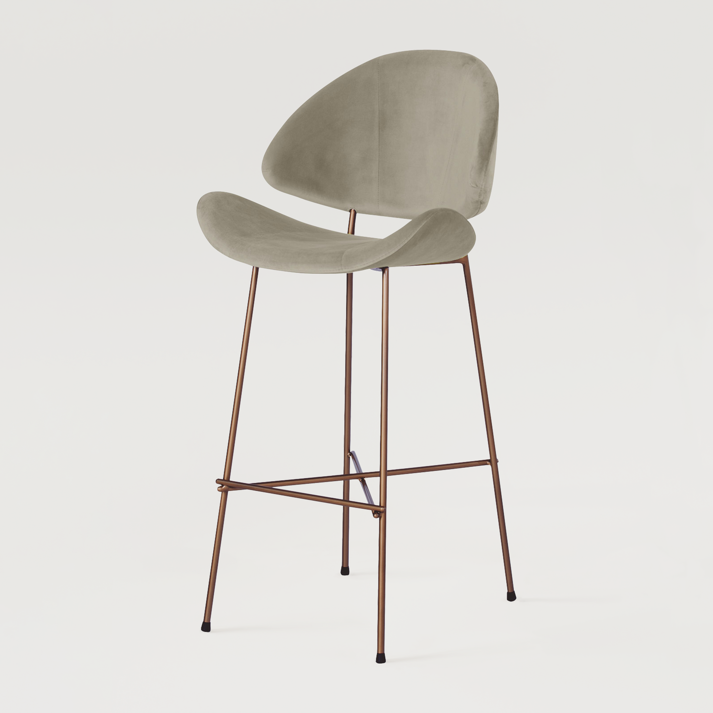 Bar stool Cheri Bar Velours Copper High - Beige