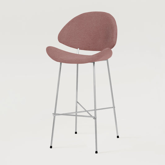 Bar stool Cheri Bar Maero Chrome High - Dusty Rose