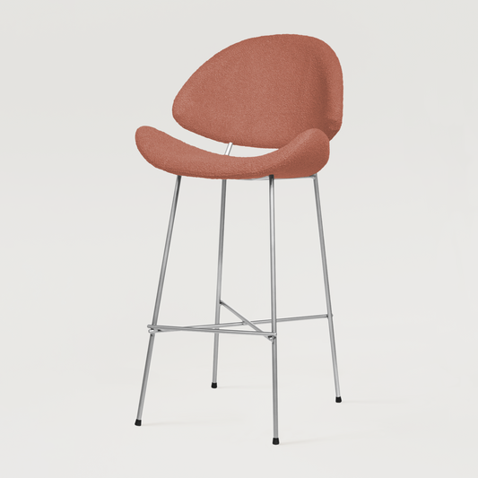 Bar stool Cheri Bar Boucle Chrome High - Brick Red