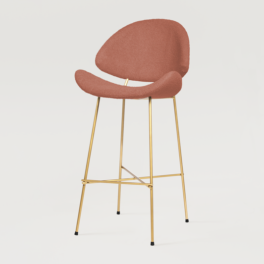 Bar stool Cheri Bar Boucle Gold High - Brick Red