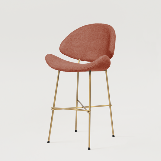 Bar stool Cheri Bar Boucle Gold Low - Brick Red