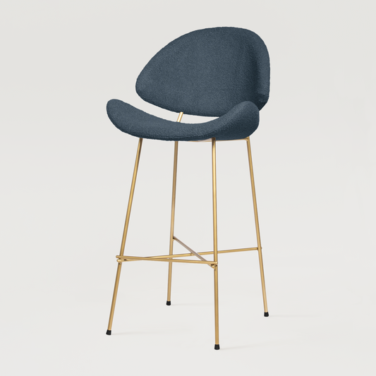 Bar stool Cheri Bar Boucle Gold High - Dark Blue