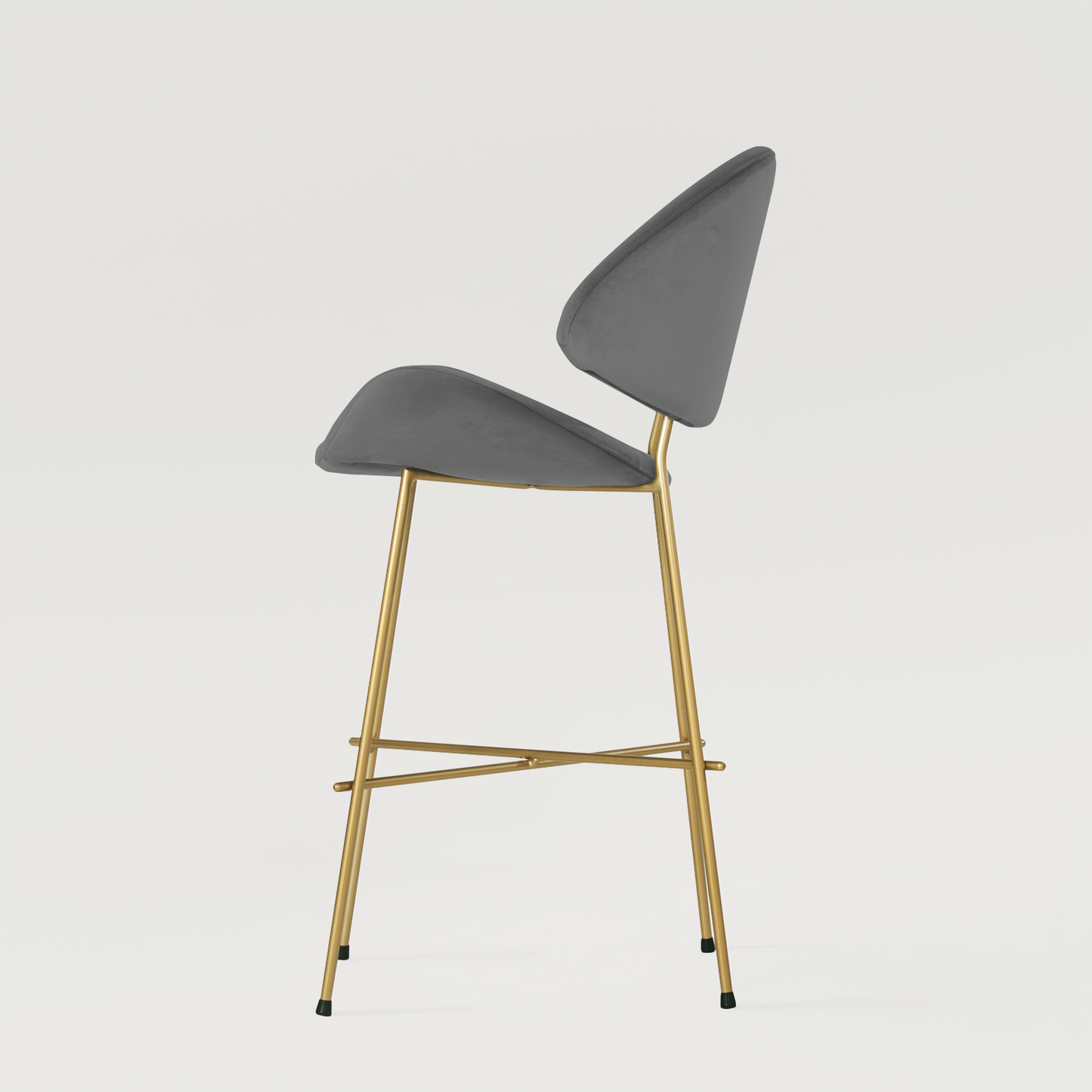 Bar stool Cheri Bar Velours Gold Low - Dark Grey