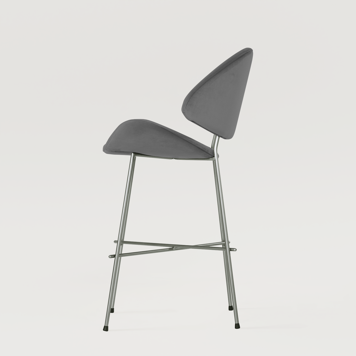 Bar stool Cheri Bar Velours Chrome Low - Dark Grey