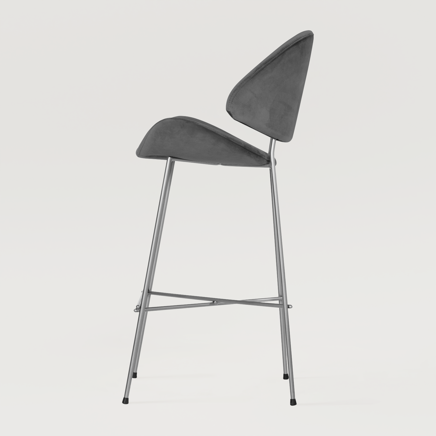 Bar stool Cheri Bar Velours Chrome High - Dark Grey