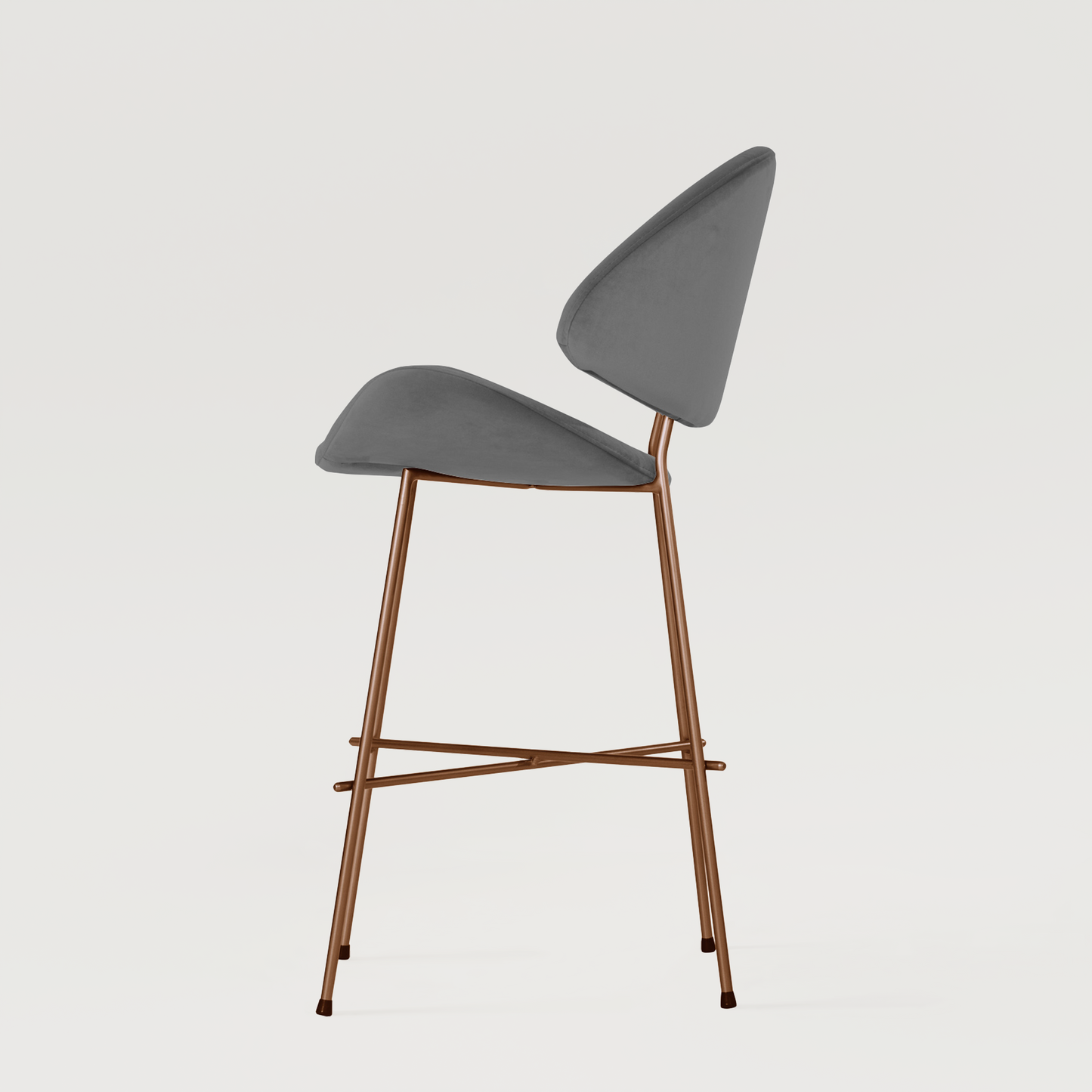 Bar stool Cheri Bar Velours Copper Low - Dark Grey