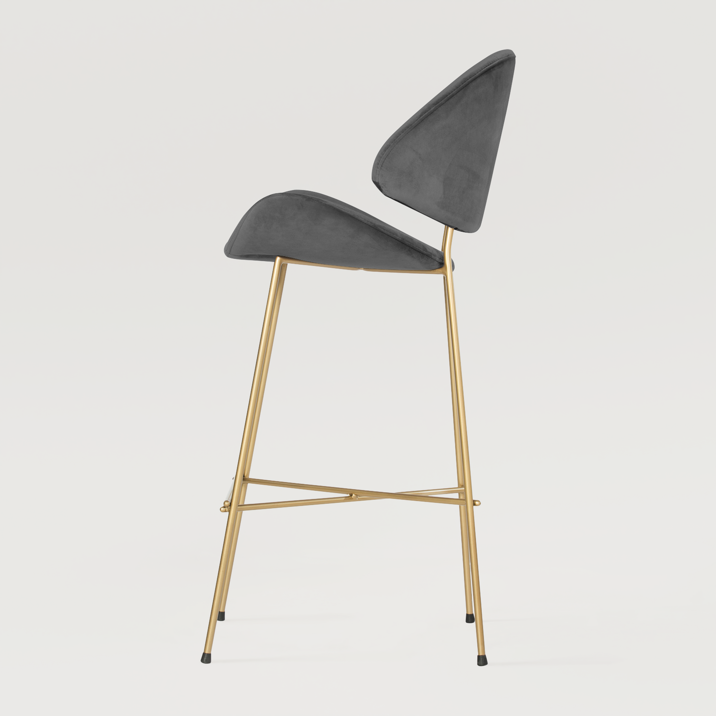 Bar stool Cheri Bar Velours Gold High - Dark Grey