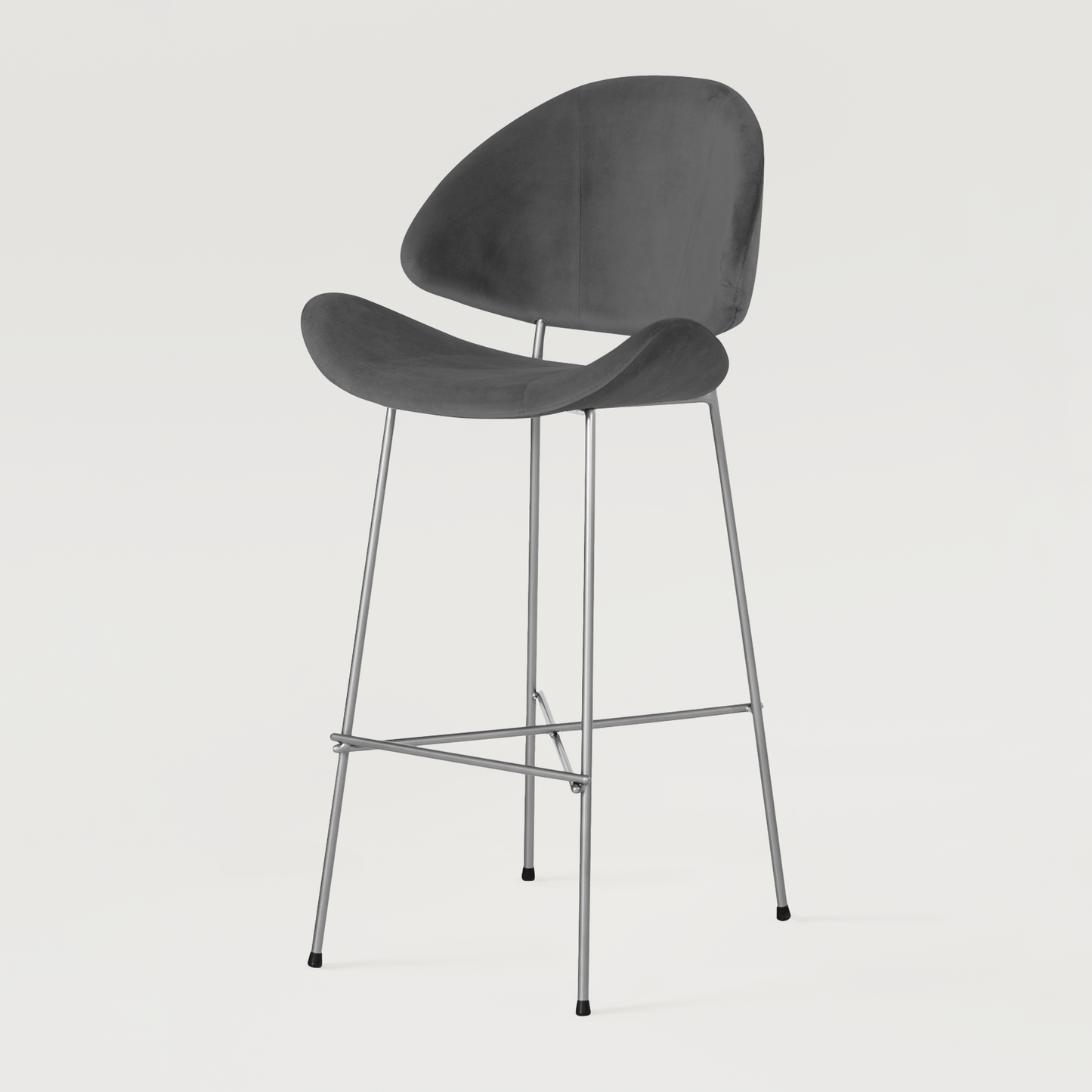 Bar stool Cheri Bar Velours Chrome High - Dark Grey