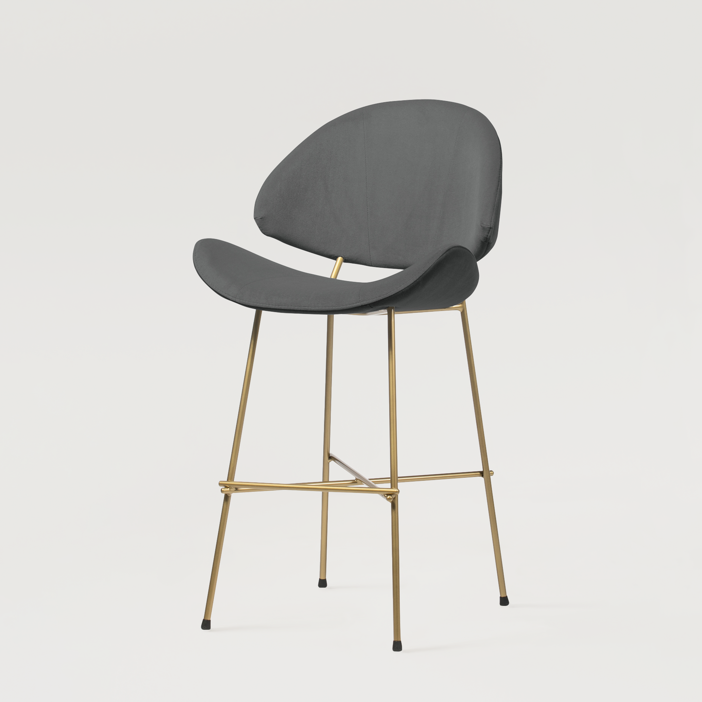 Bar stool Cheri Bar Velours Gold Low - Dark Grey