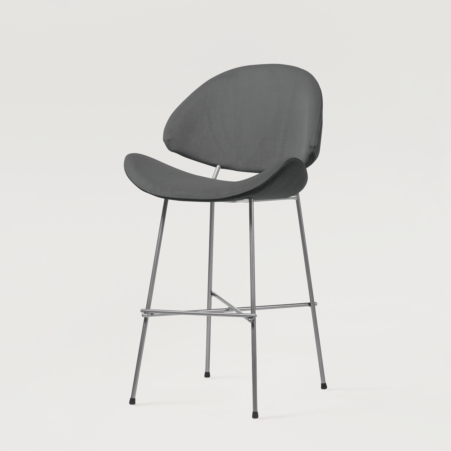 Bar stool Cheri Bar Velours Chrome Low - Dark Grey