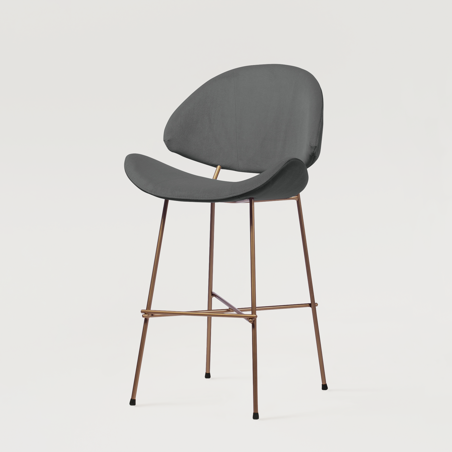 Bar stool Cheri Bar Velours Copper Low - Dark Grey