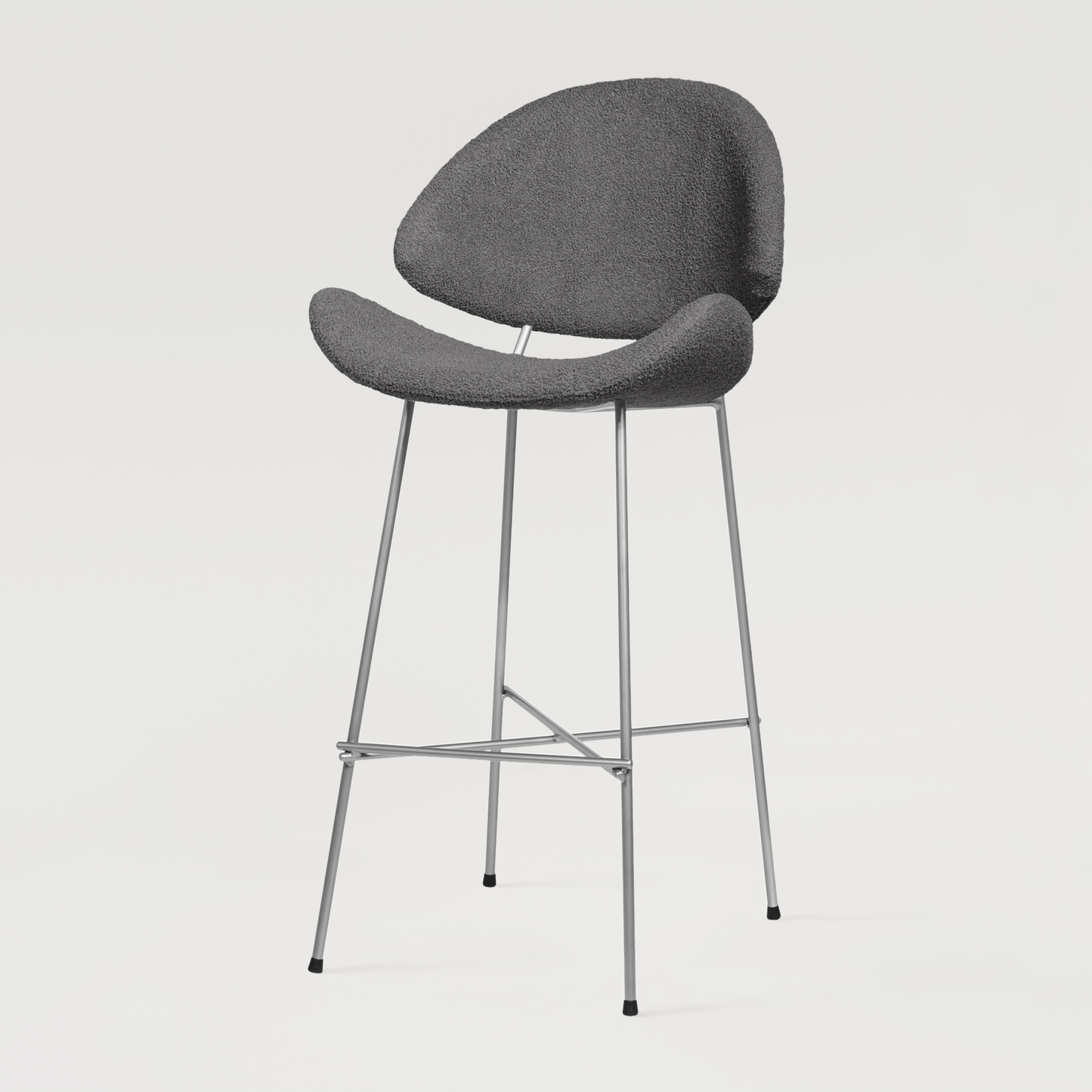 Bar stool Cheri Bar Boucle Chrome High - Dark Grey