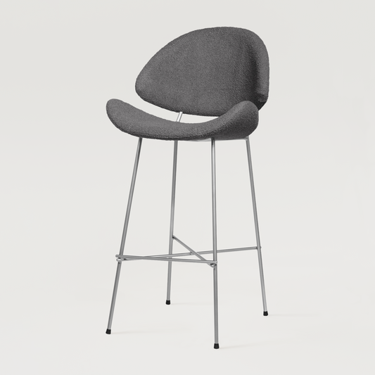 Bar stool Cheri Bar Boucle Chrome High - Dark Grey