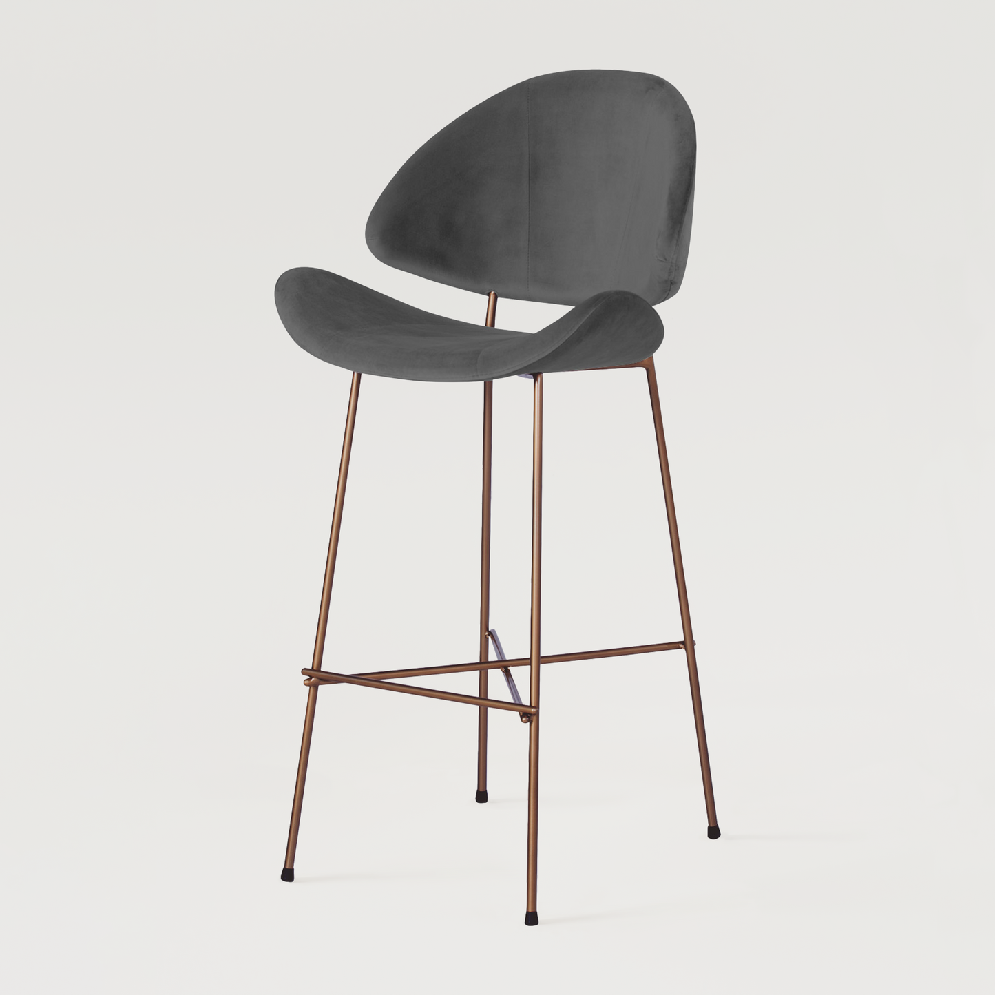 Bar stool Cheri Bar Velours Copper High - Dark Grey