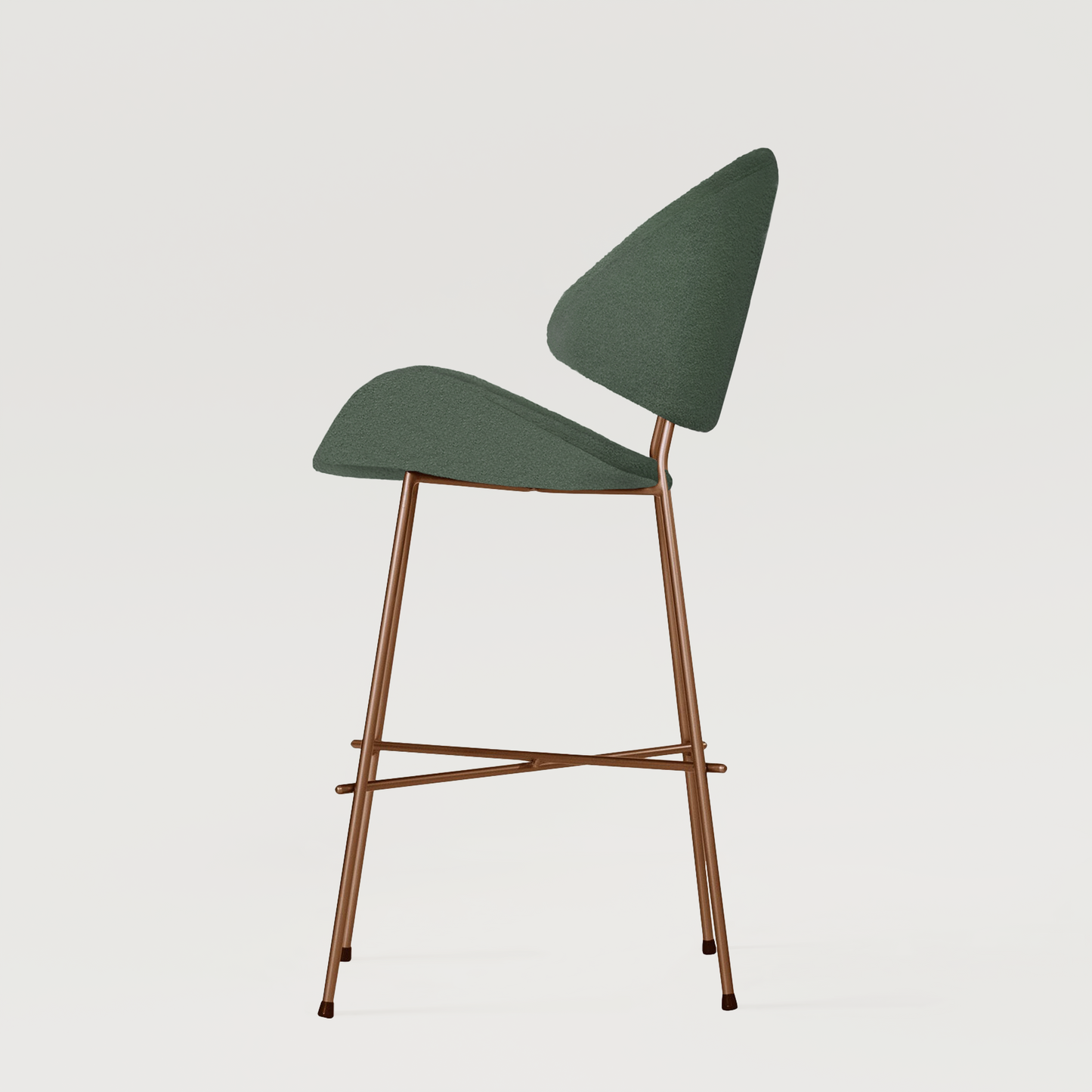 Bar stool Cheri Bar Boucle Copper Low - Dark Green