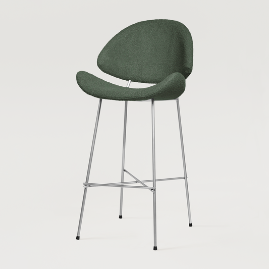 Bar stool Cheri Bar Boucle Chrome High - Dark Green