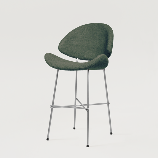 Bar stool Cheri Bar Boucle Chrome Low - Dark Green