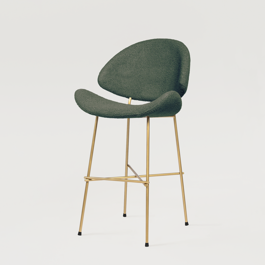 Bar stool Cheri Bar Boucle Gold Low - Dark Green